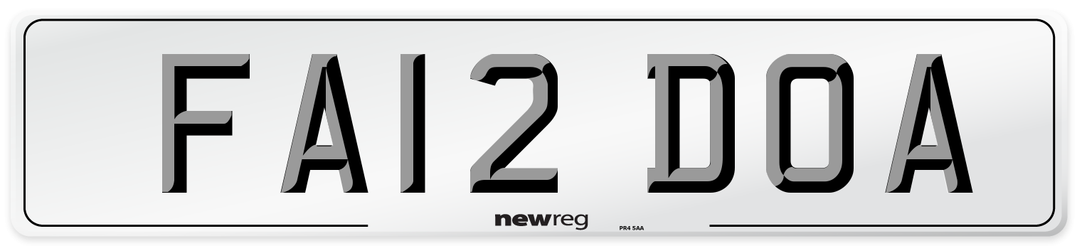 FA12 DOA Number Plate from New Reg